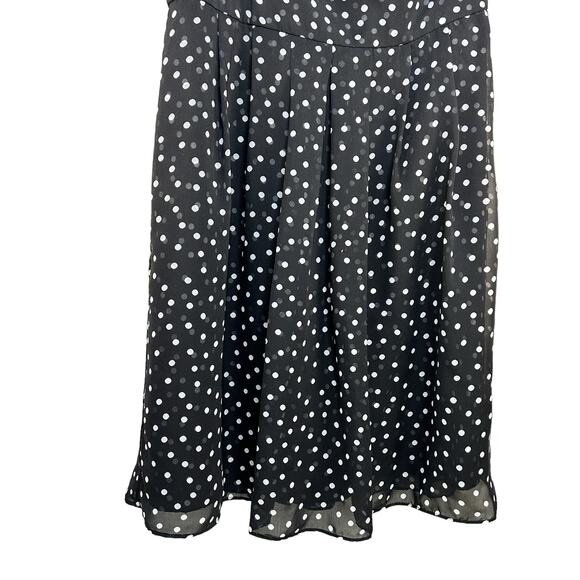 WHBM Asymmetric Dress Size 10 Black and White Polka Dot Twee Cocktail Preppy - Picture 5 of 10